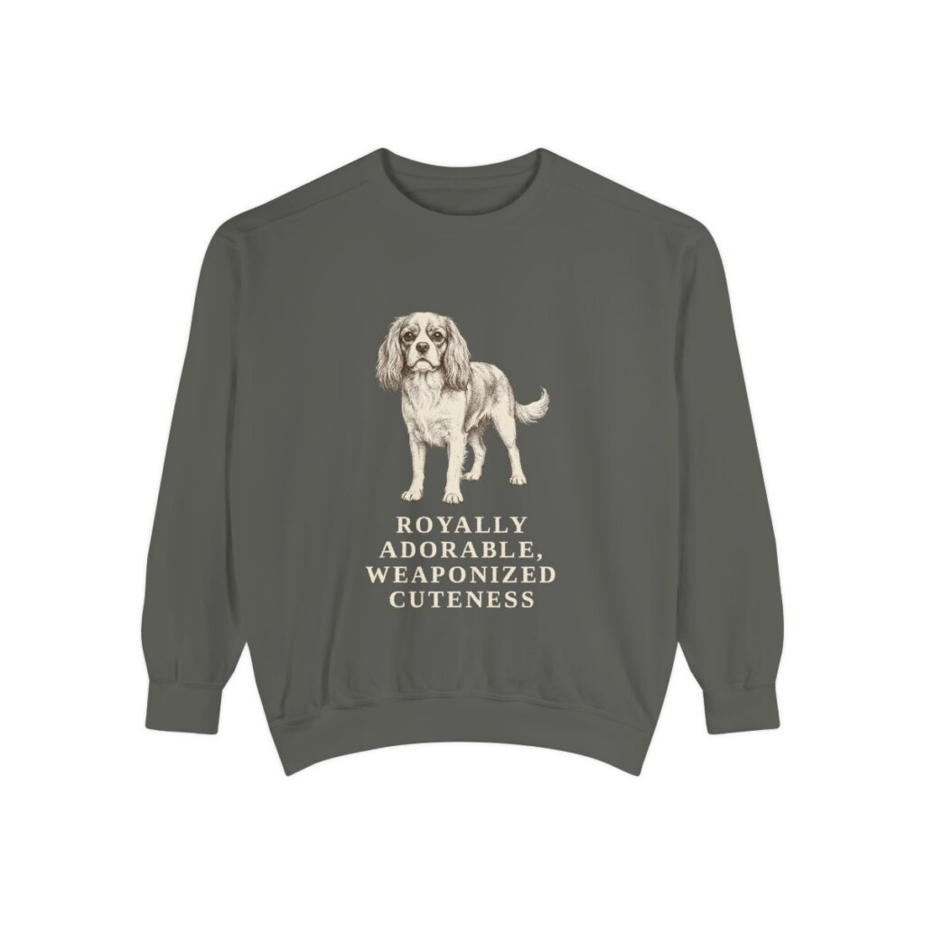 Cavalier King Charles Spaniel Humor Sweatshirt, Pepper, front view