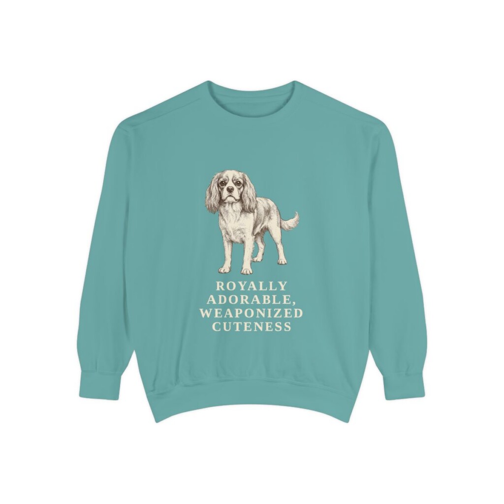 Cavalier King Charles Spaniel Humor Sweatshirt, Seafoam, front view