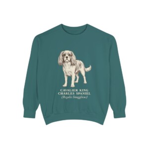 Cavalier King Charles Spaniel Latin Sweatshirt, Blue Spruce, front view
