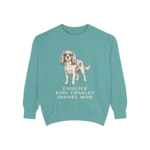 Cavalier King Charles Spaniel Mom Sweatshirt, Seafoam, front view
