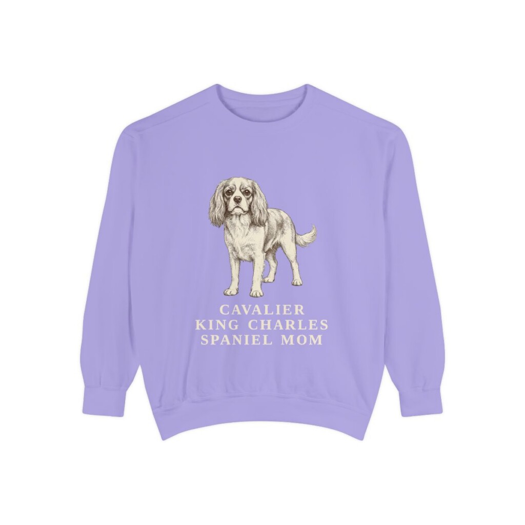 Cavalier King Charles Spaniel Mom Sweatshirt, Violet, front view