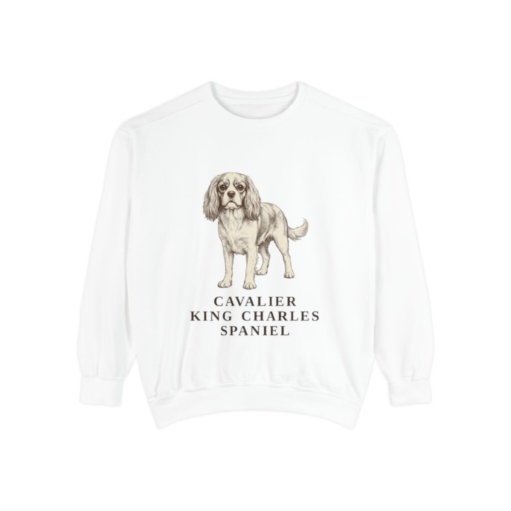 Cavalier King Charles Spaniel Sweatshirt, White, front view