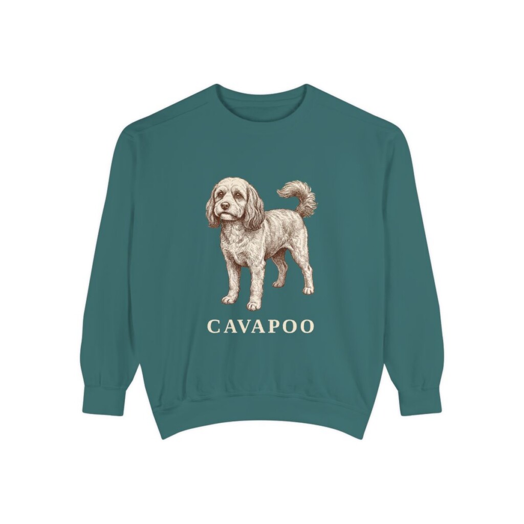 Cavapoo Sweatshirt, Blue Spruce, front view