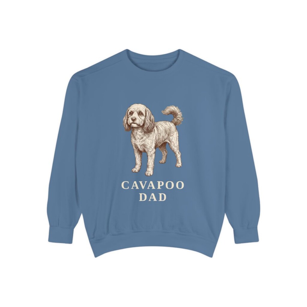 Cavapoo Dad Sweatshirt, Blue Jean, front view