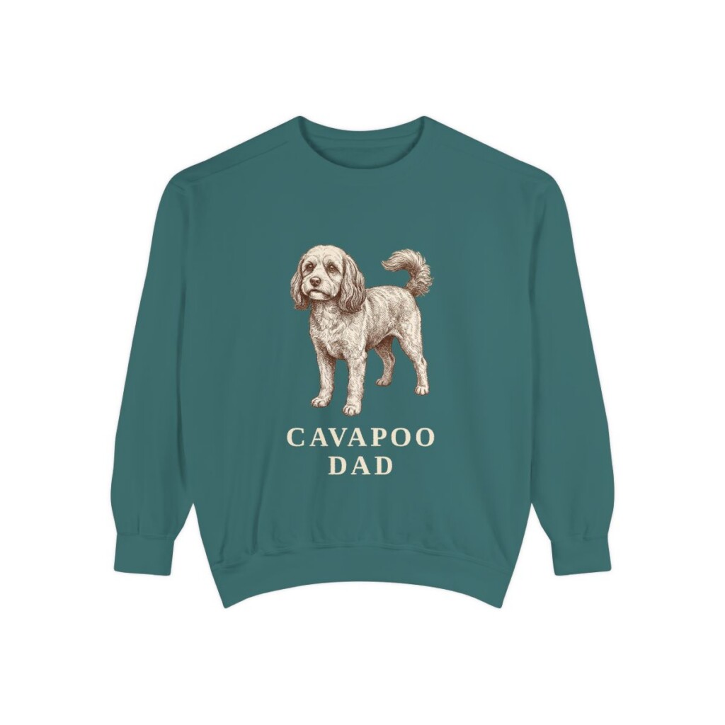 Cavapoo Dad Sweatshirt, Blue Spruce, front view