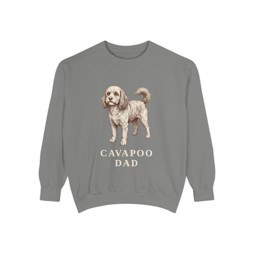 Cavapoo Dad Sweatshirt, Grey, front view