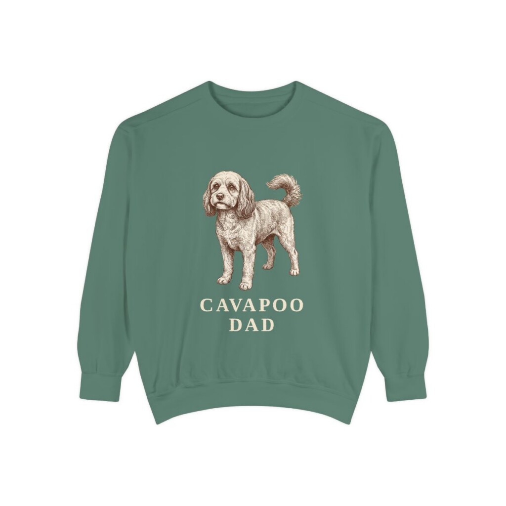 Cavapoo Dad Sweatshirt, Light Green, front view