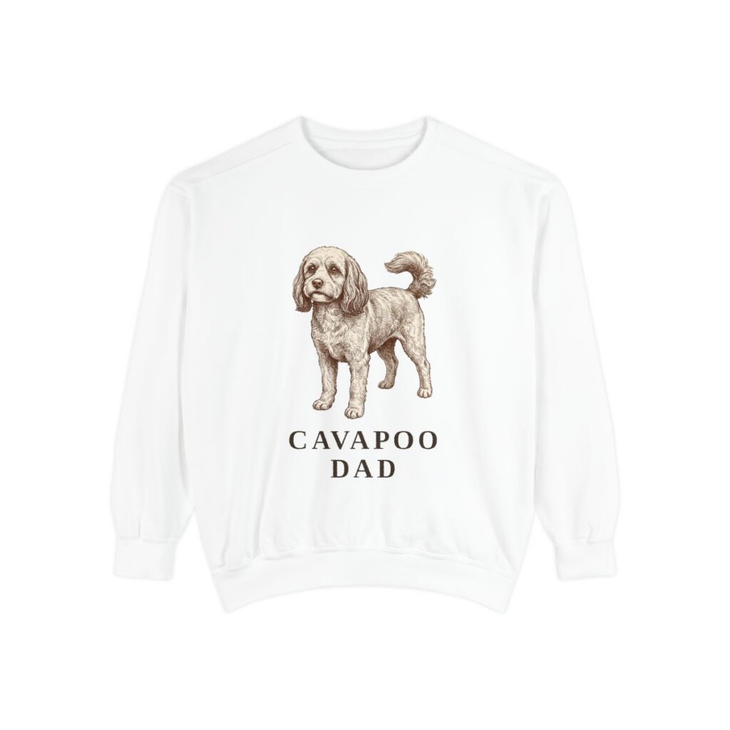 Cavapoo Dad Sweatshirt, White, front view
