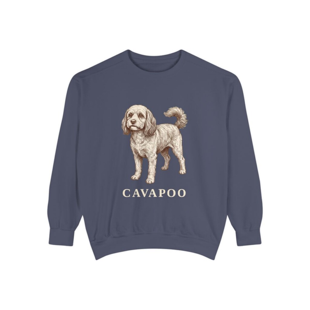 Cavapoo Sweatshirt, Denim, front view