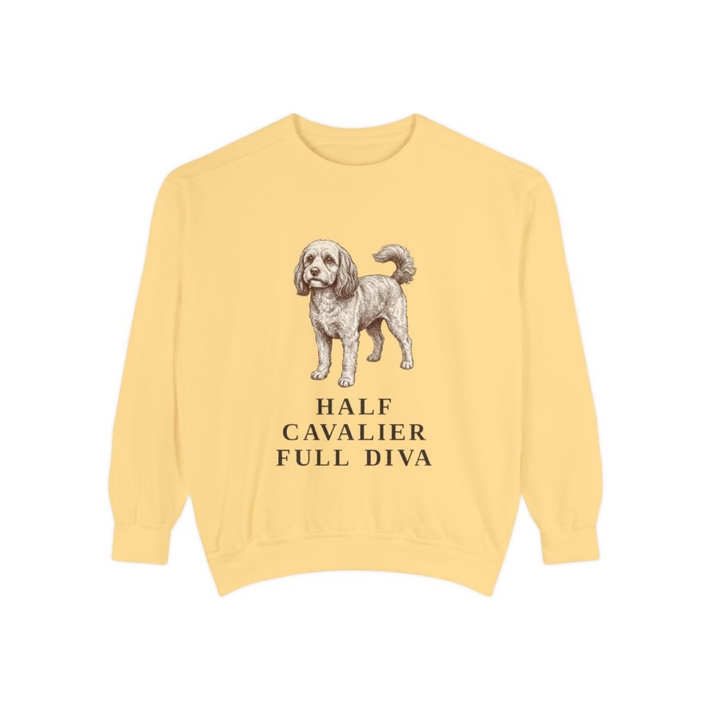 Cavapoo Humor Sweatshirt, Butter, front view