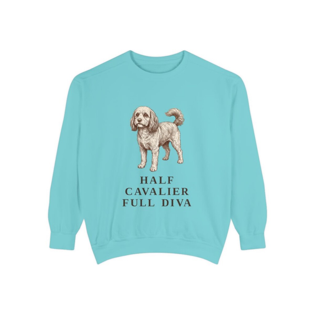 Cavapoo Humor Sweatshirt, Chalky Mint, front view