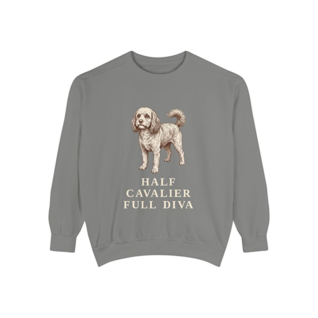Cavapoo Humor Sweatshirt, Grey, front view