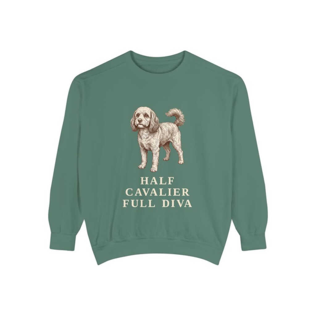 Cavapoo Humor Sweatshirt, Light Green, front view