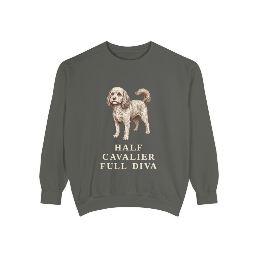 Cavapoo Humor Sweatshirt, Pepper, front view