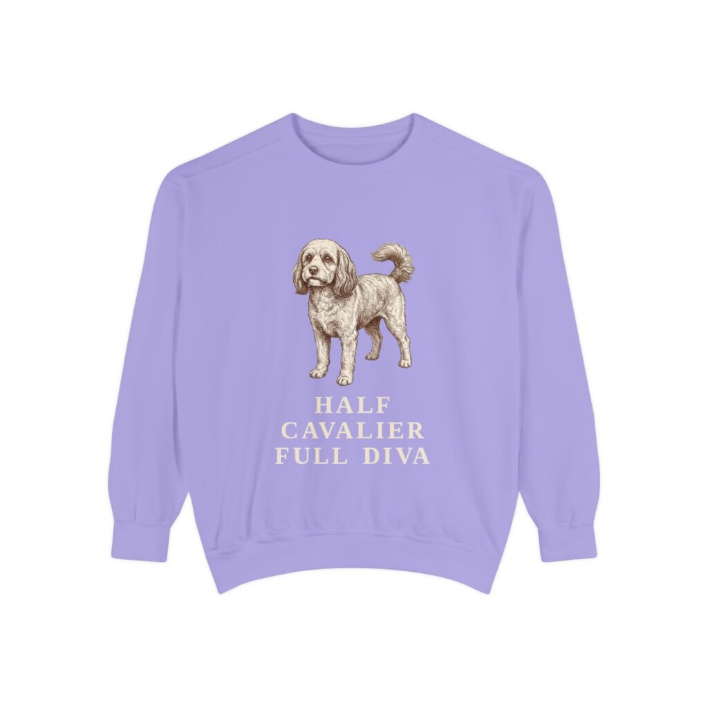 Cavapoo Humor Sweatshirt, Violet, front view