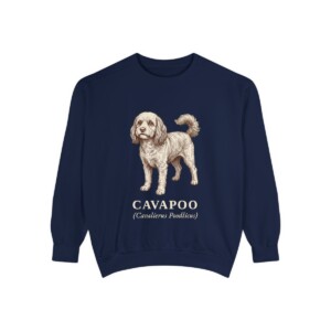 cavapoo-sweatshirt-latin-true-navy Cavapoo Latin Sweatshirt, True Navy, front view