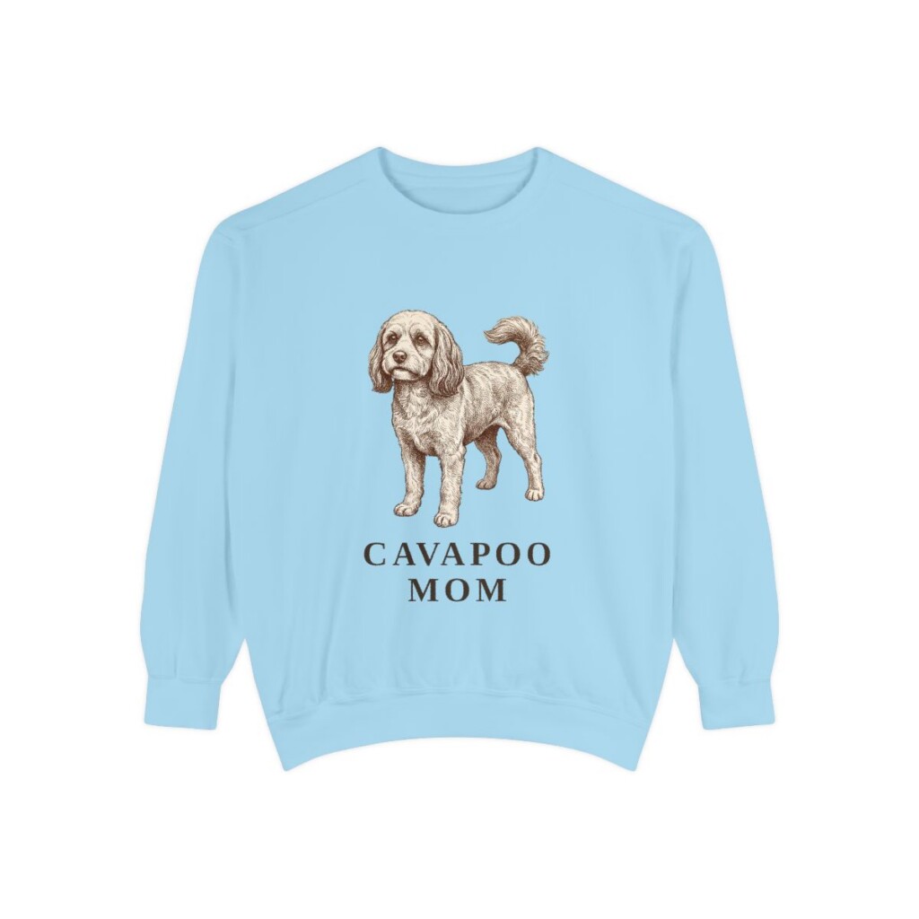 cavapoo-sweatshirt-mom-chambray Cavapoo Mom Sweatshirt, Chambray, front view