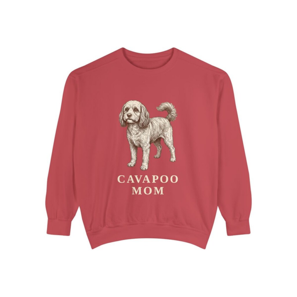 cavapoo-sweatshirt-mom-crimson Cavapoo Mom Sweatshirt, Crimson, front view