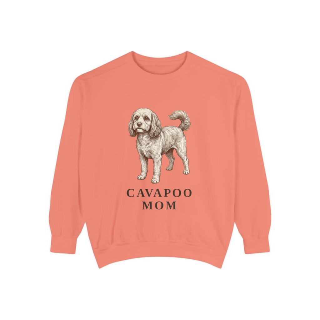 cavapoo-sweatshirt-mom-terracotta Cavapoo Mom Sweatshirt, Terracotta, front view