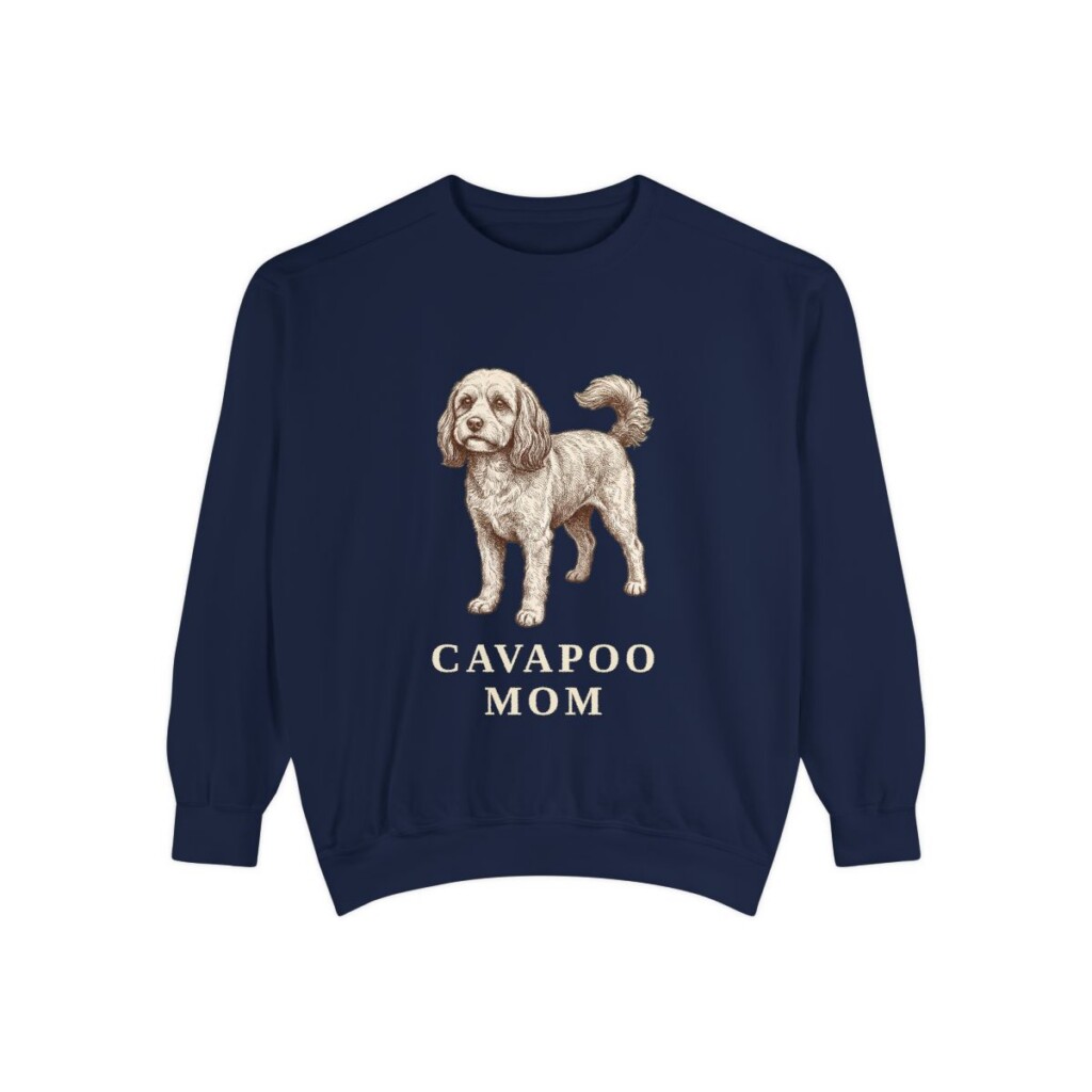 cavapoo-sweatshirt-mom-true-navy Cavapoo Mom Sweatshirt, True Navy, front view