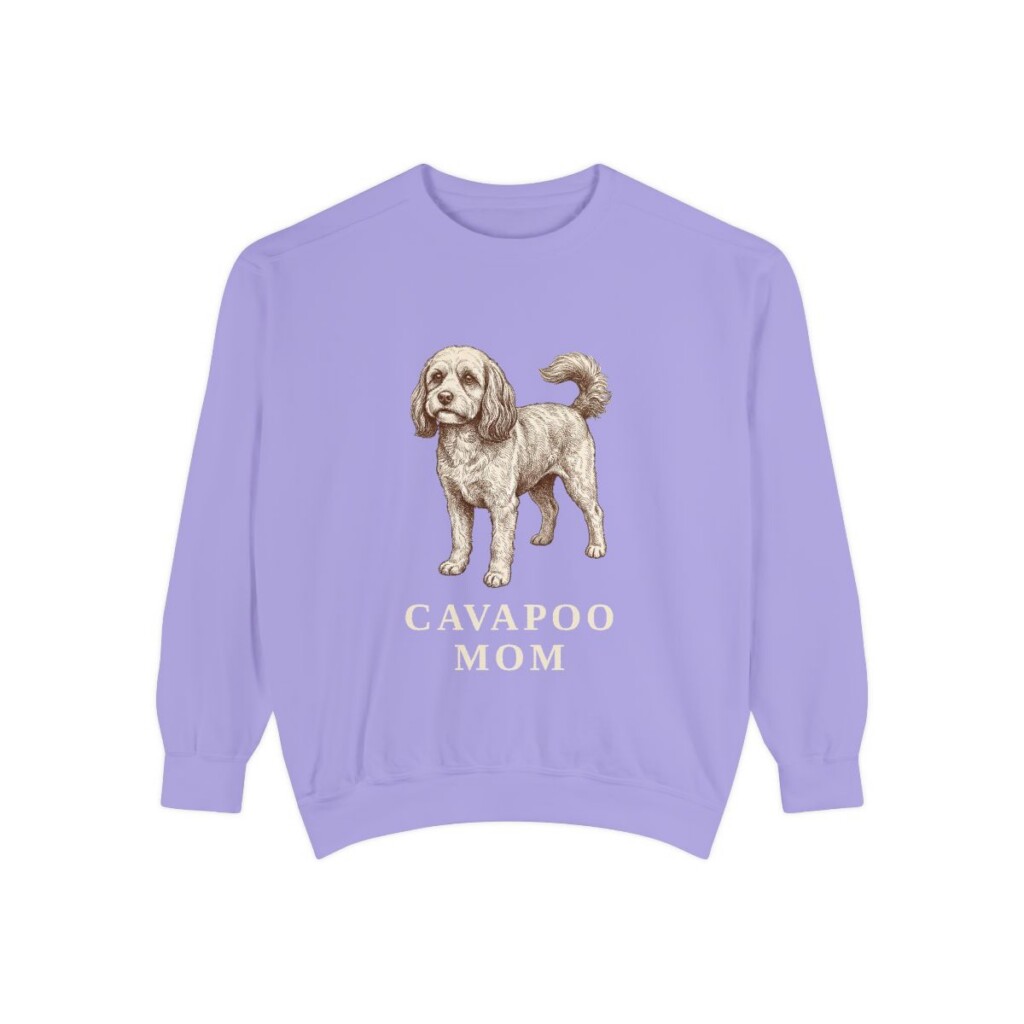 cavapoo-sweatshirt-mom-violet Cavapoo Mom Sweatshirt, Violet, front view