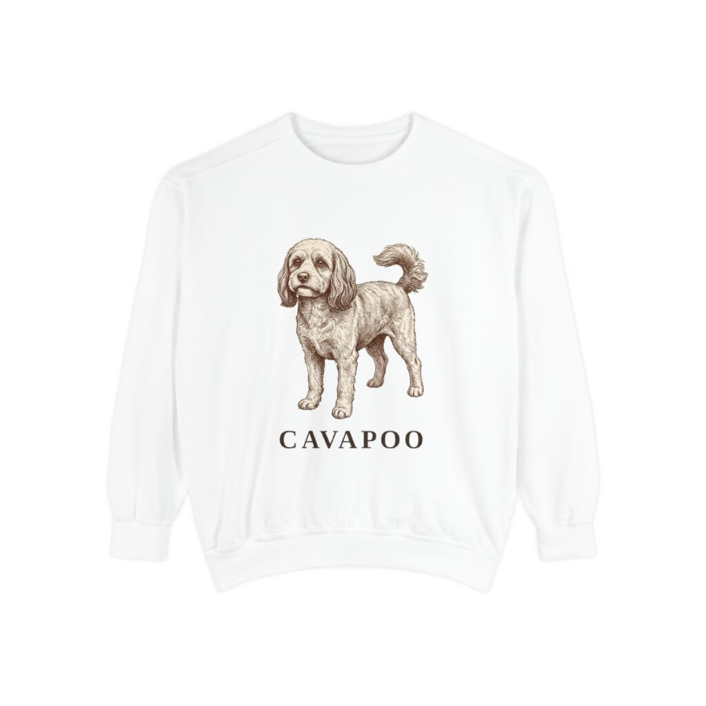 Cavapoo Sweatshirt, White, front view