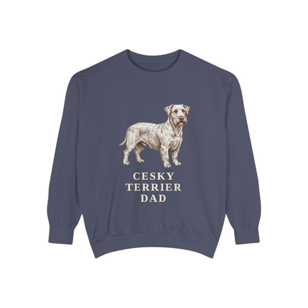 Cesky Terrier Dad Sweatshirt, Denim, front view