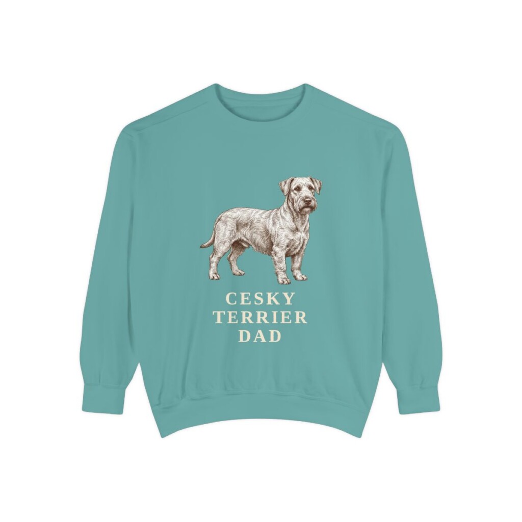 Cesky Terrier Dad Sweatshirt, Seafoam, front view