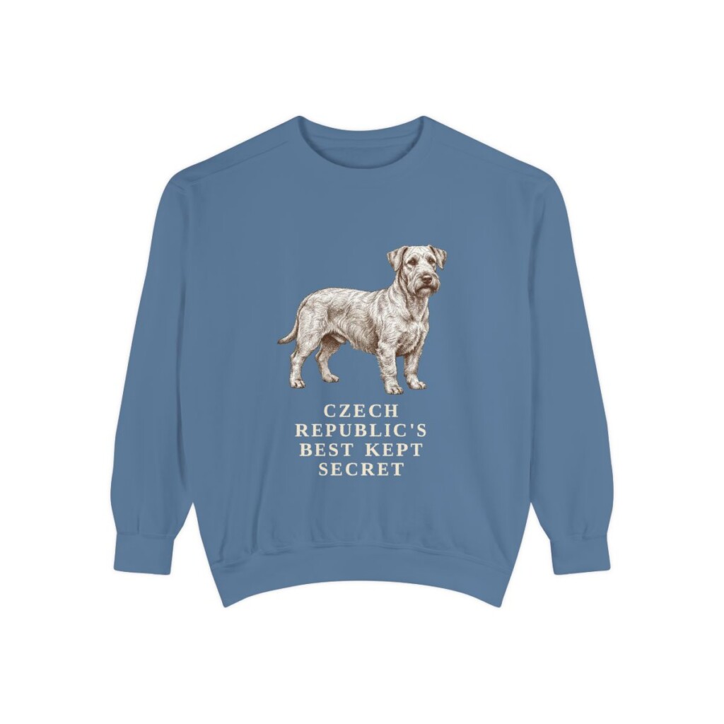 Cesky Terrier Humor Sweatshirt, Blue Jean, front view