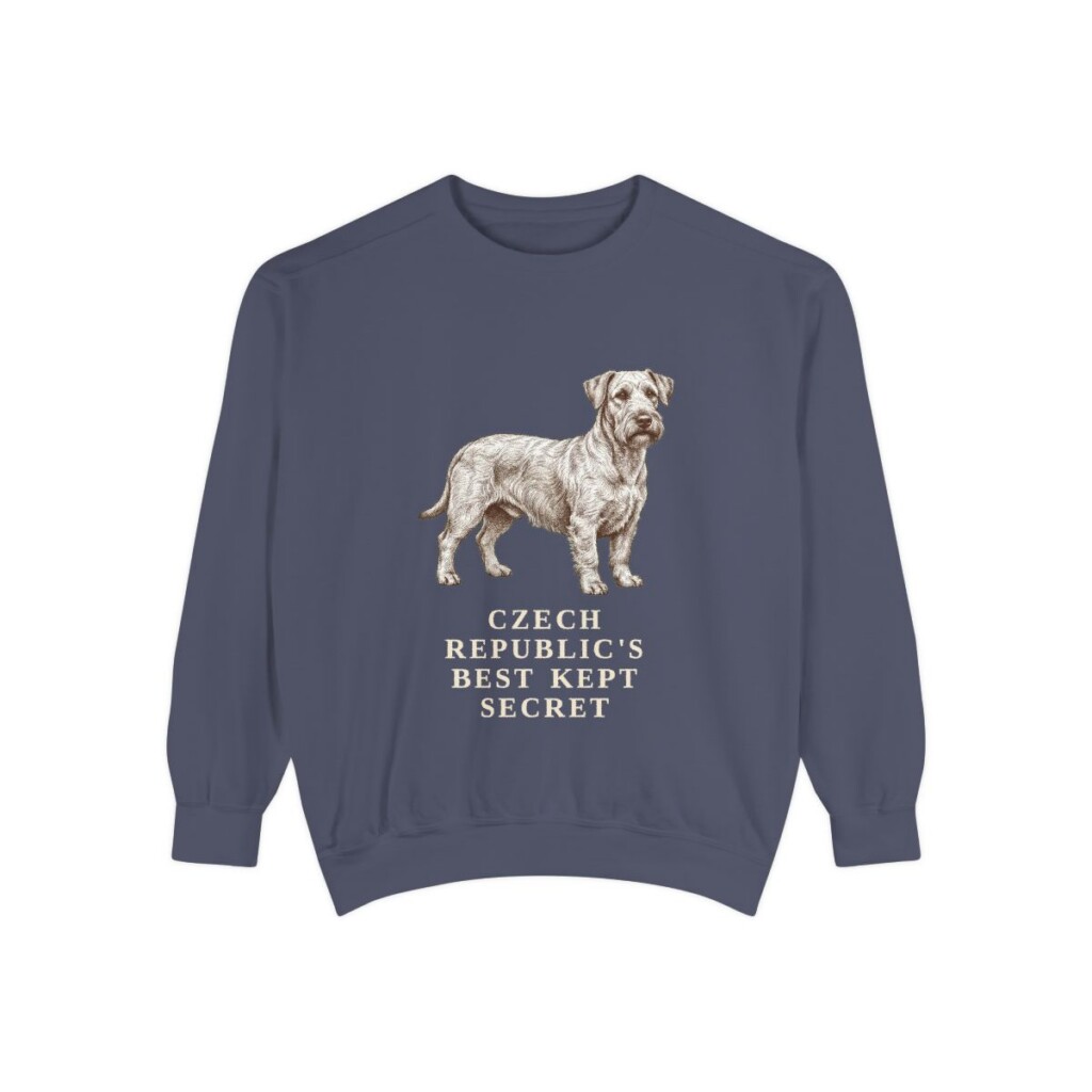 Cesky Terrier Humor Sweatshirt, Denim, front view