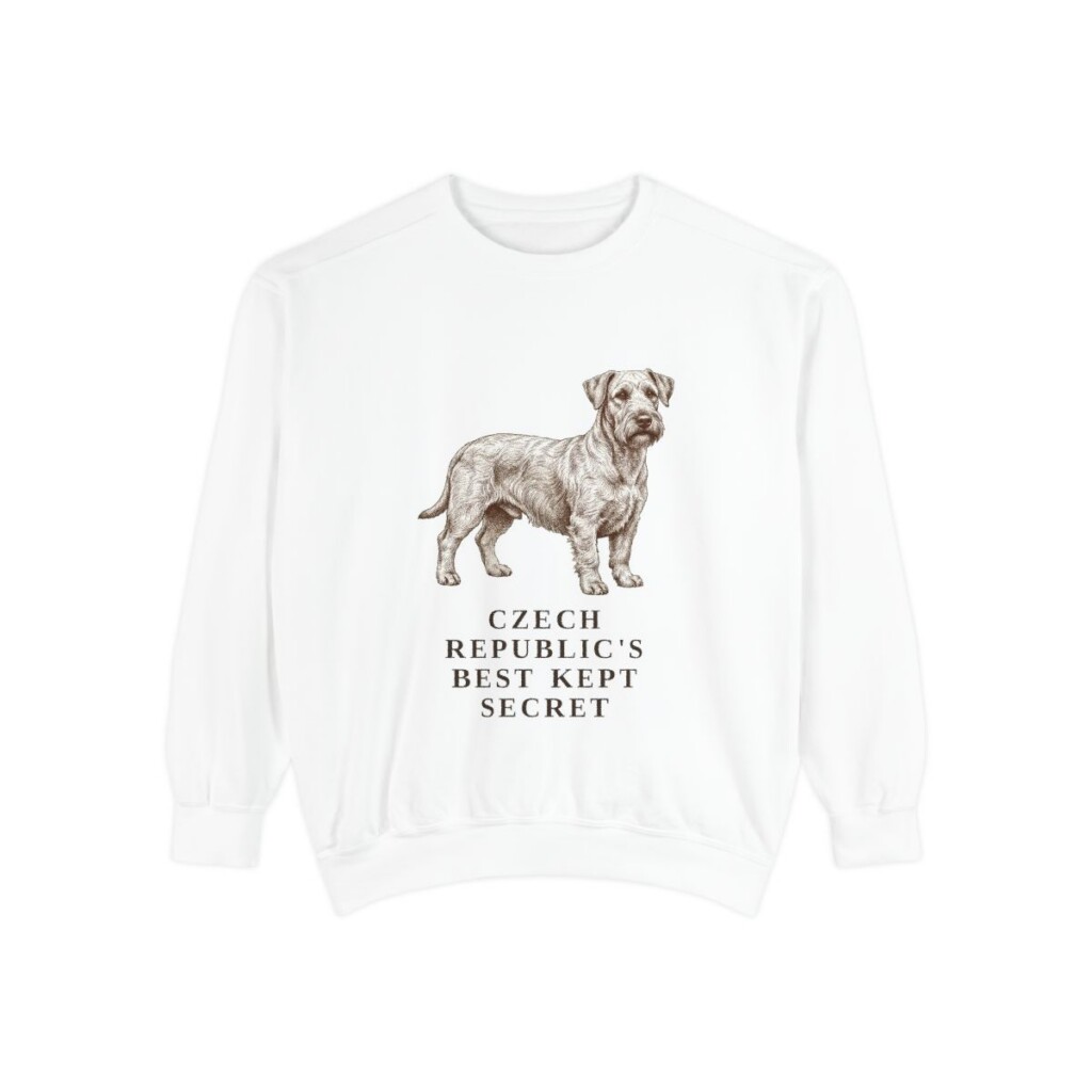 Cesky Terrier Humor Sweatshirt, White, front view