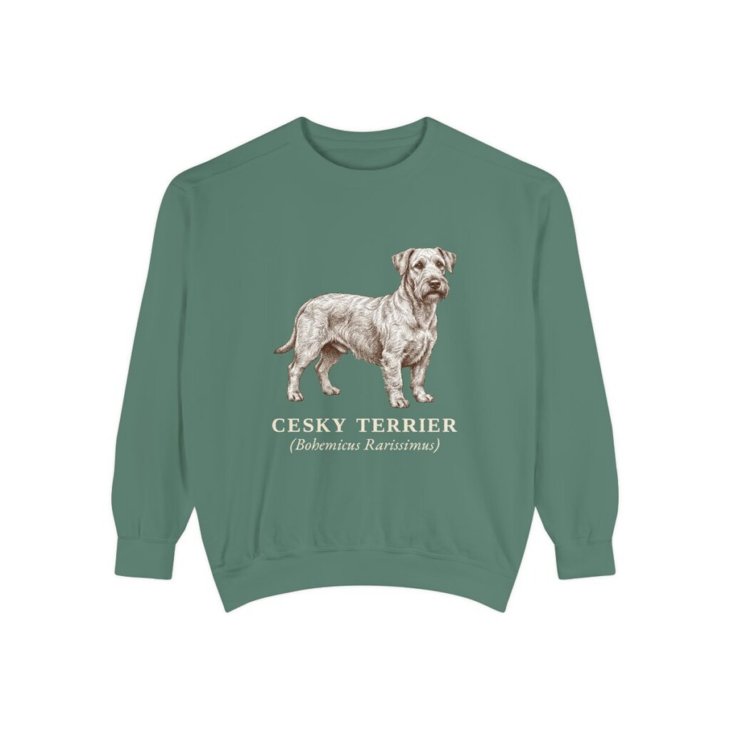 Cesky Terrier Latin Sweatshirt, Light Green, front view