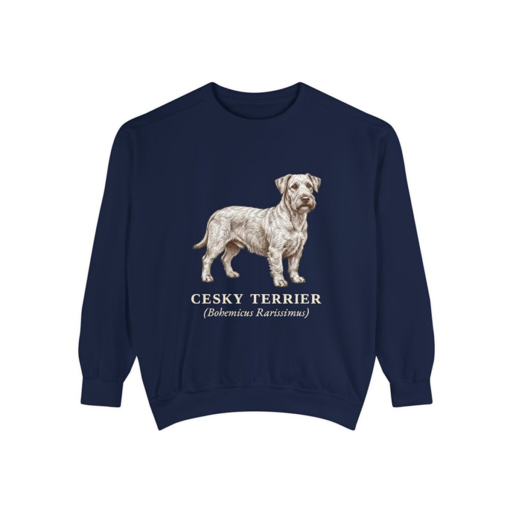 Cesky Terrier Latin Sweatshirt, True Navy, front view