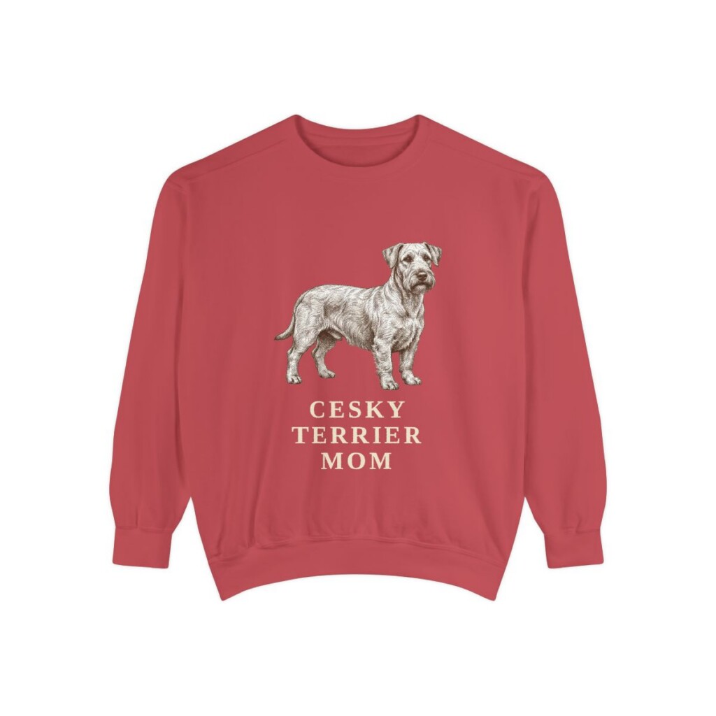 Cesky Terrier Mom Sweatshirt, Crimson, front view