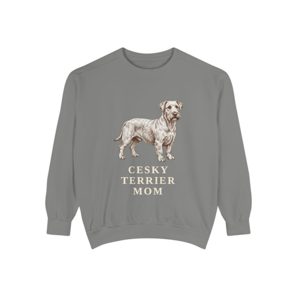 Cesky Terrier Mom Sweatshirt, Grey, front view