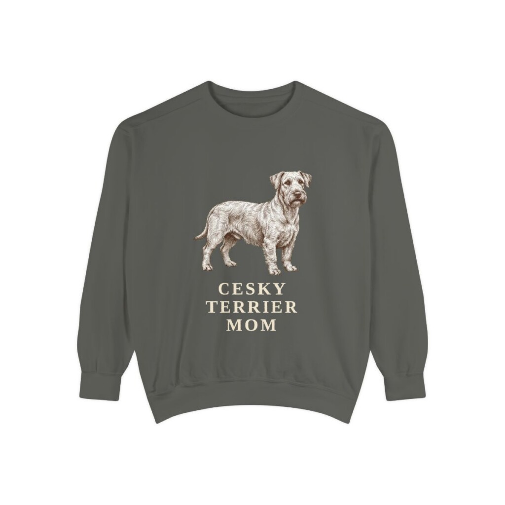 Cesky Terrier Mom Sweatshirt, Pepper, front view