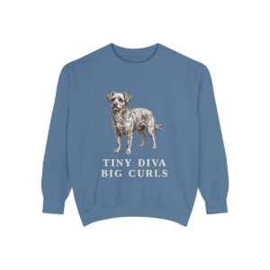 Chi-Poo Humor Sweatshirt, Blue Jean, front view