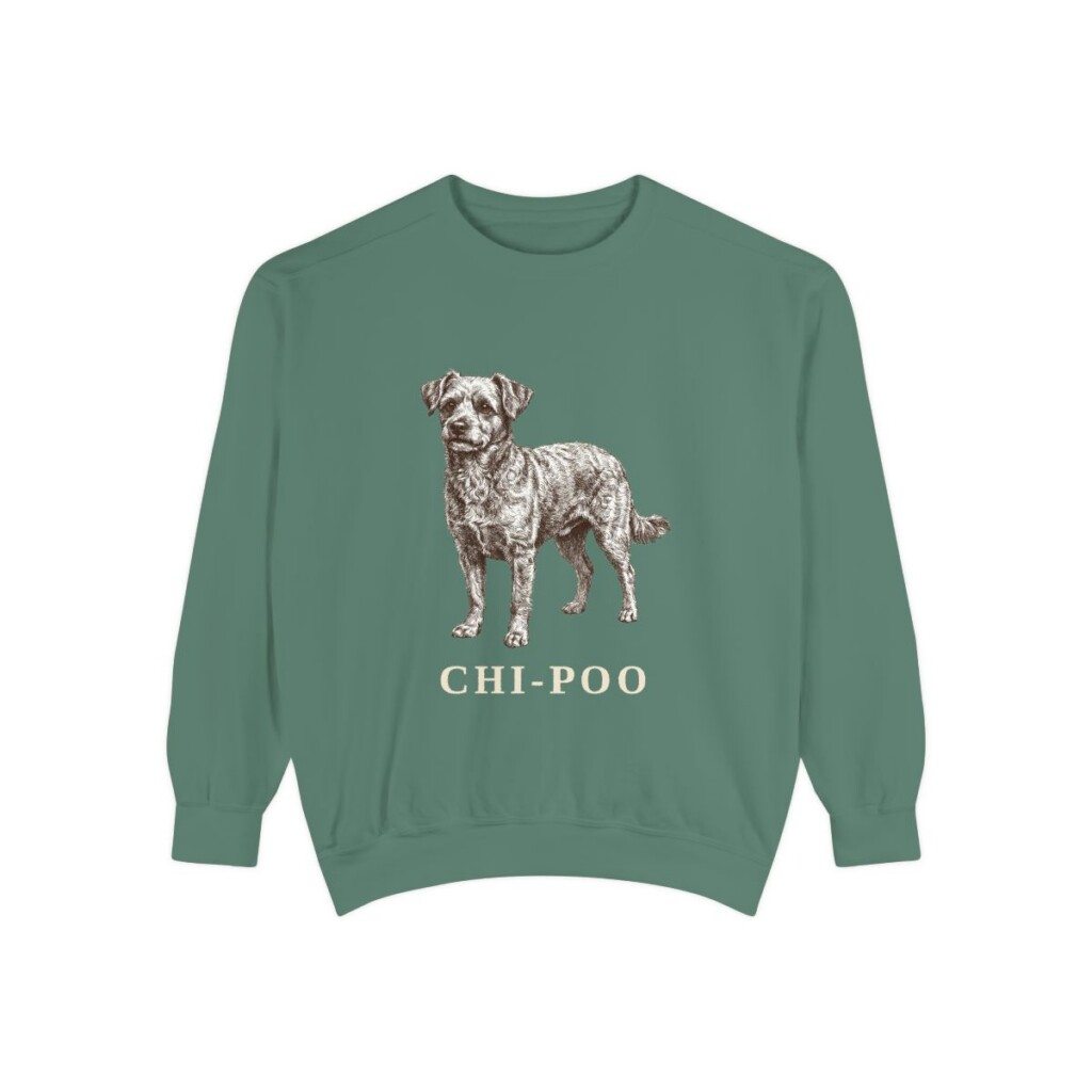 chi-poo-sweatshirt-light-green Chi-Poo Sweatshirt, Light Green, front view