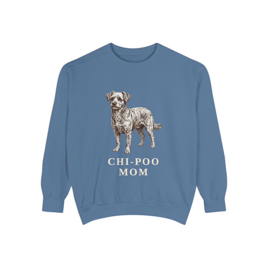 Chi-Poo Mom Sweatshirt, Blue Jean, front view