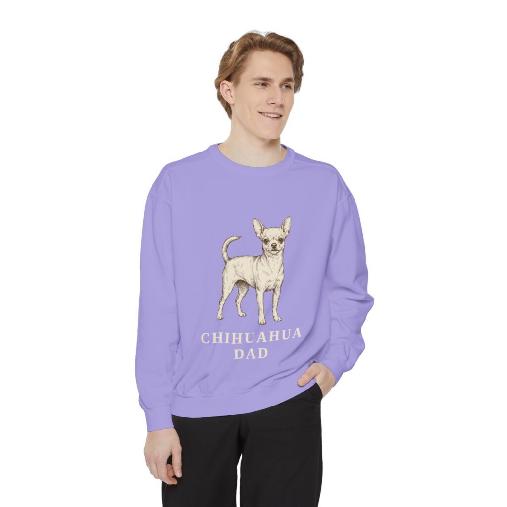 Chihuahua Dad Sweatshirt, Violet, person 1 front