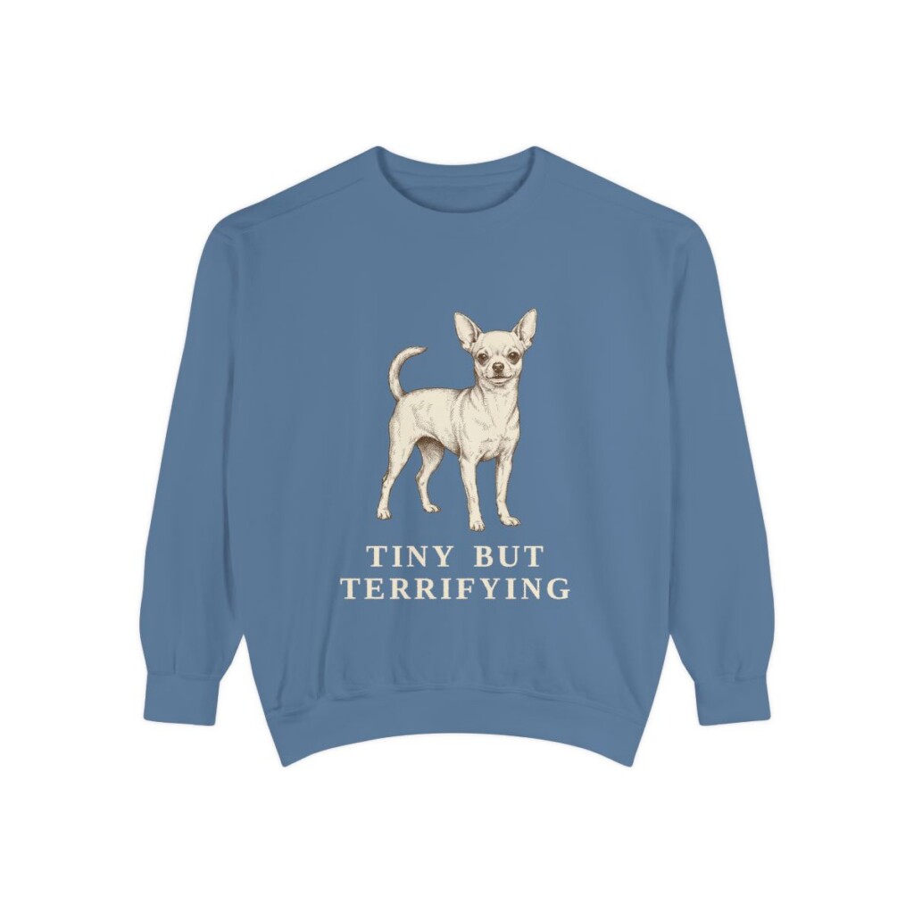 Chihuahua Humor Sweatshirt, Blue Jean, front view