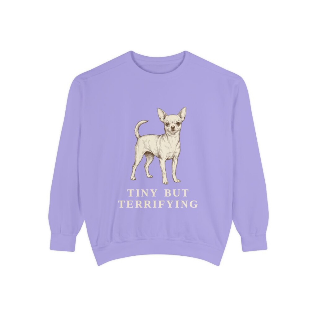 Chihuahua Humor Sweatshirt, Violet, front view
