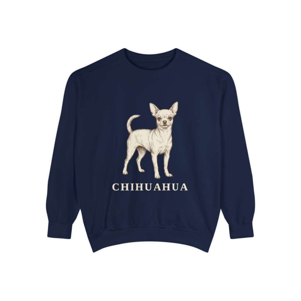 chihuahua-sweatshirt-true-navy Chihuahua Sweatshirt, True Navy, front view