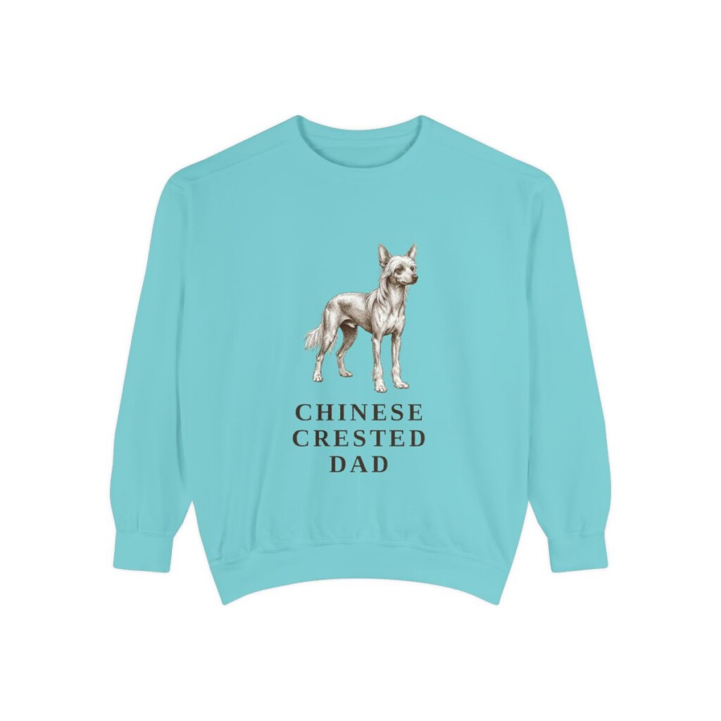 Chinese Crested Dad Sweatshirt, Chalky Mint, front view