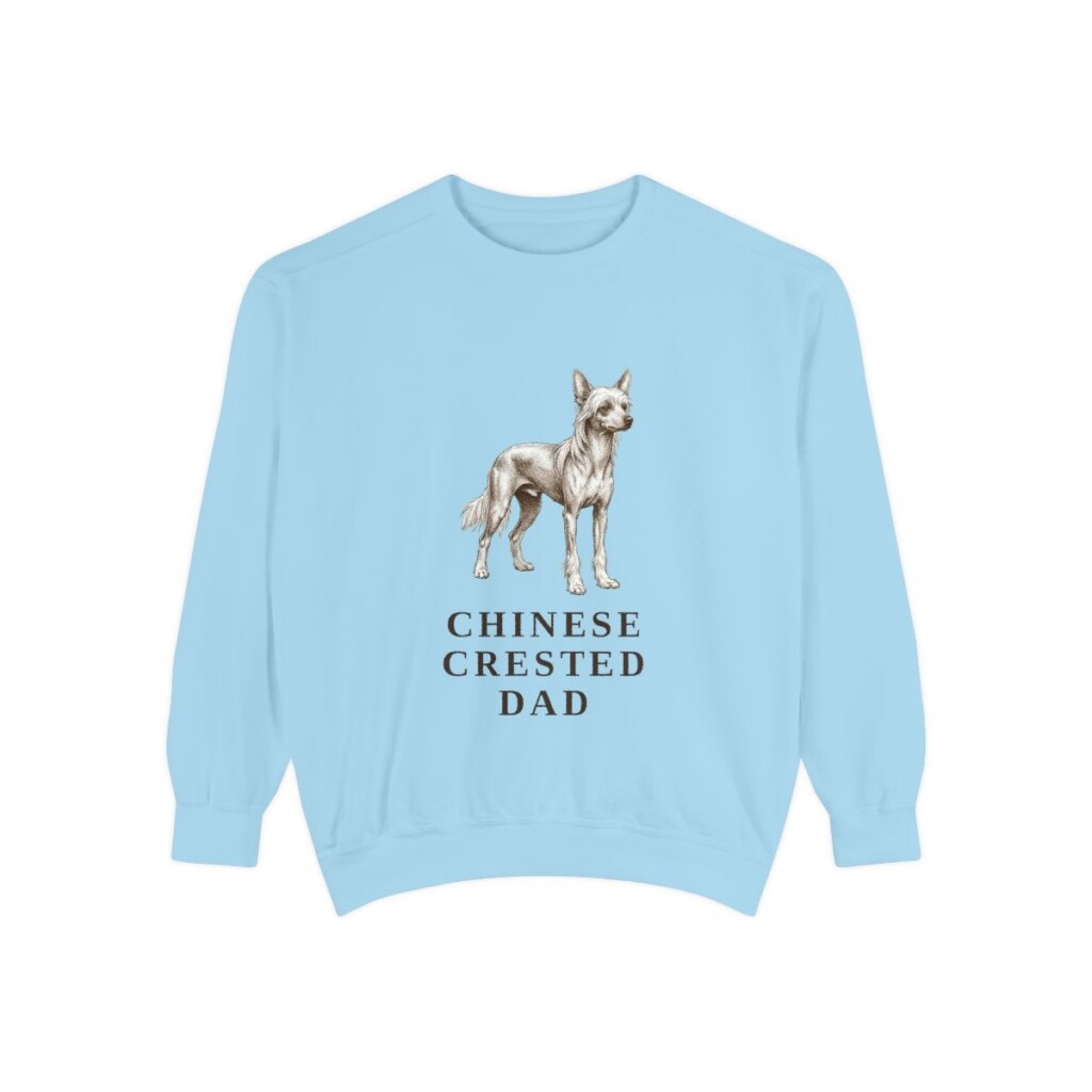 Chinese Crested Dad Sweatshirt, Chambray, front view