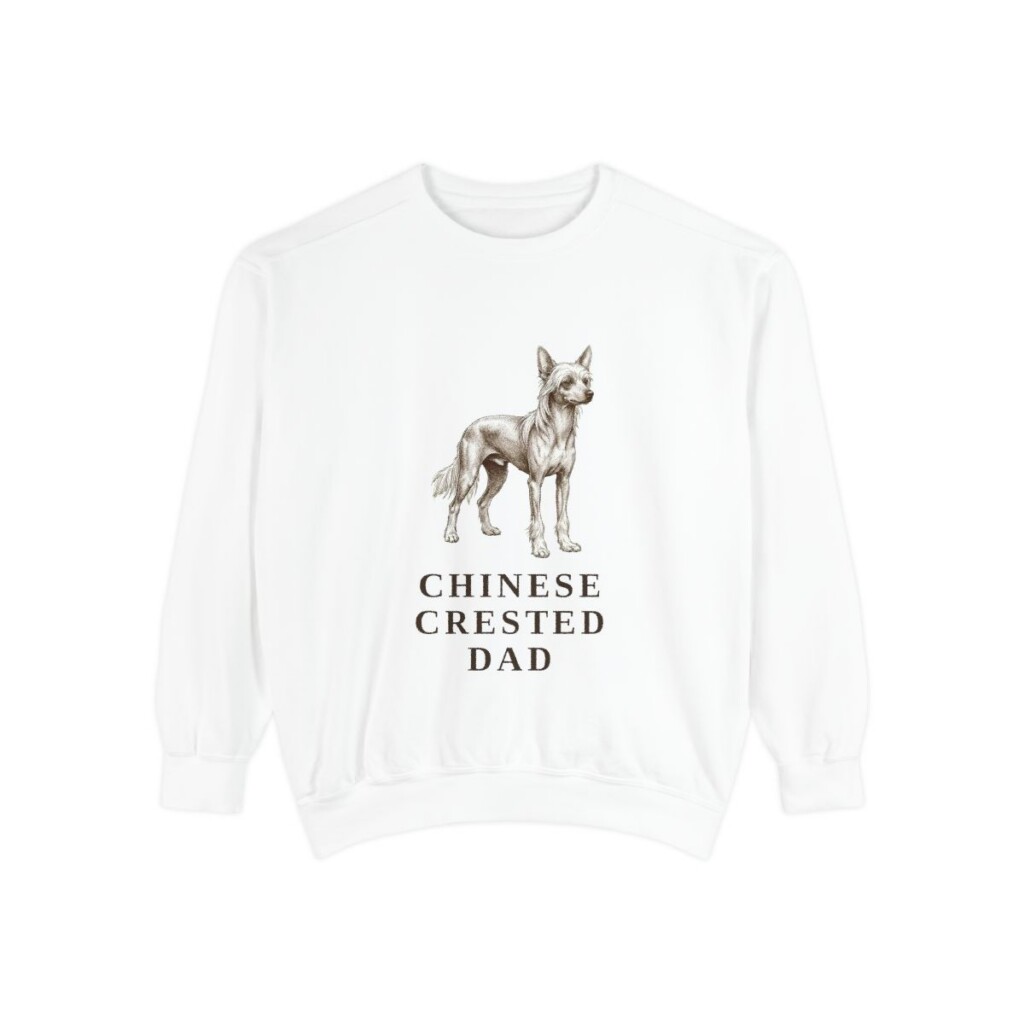 Chinese Crested Dad Sweatshirt, White, front view