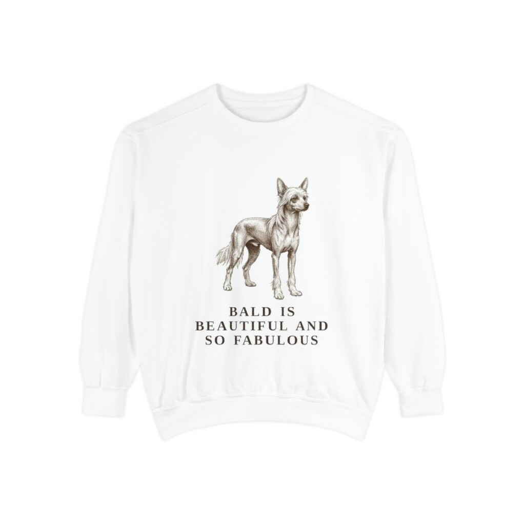 Chinese Crested Humor Sweatshirt, White, front view