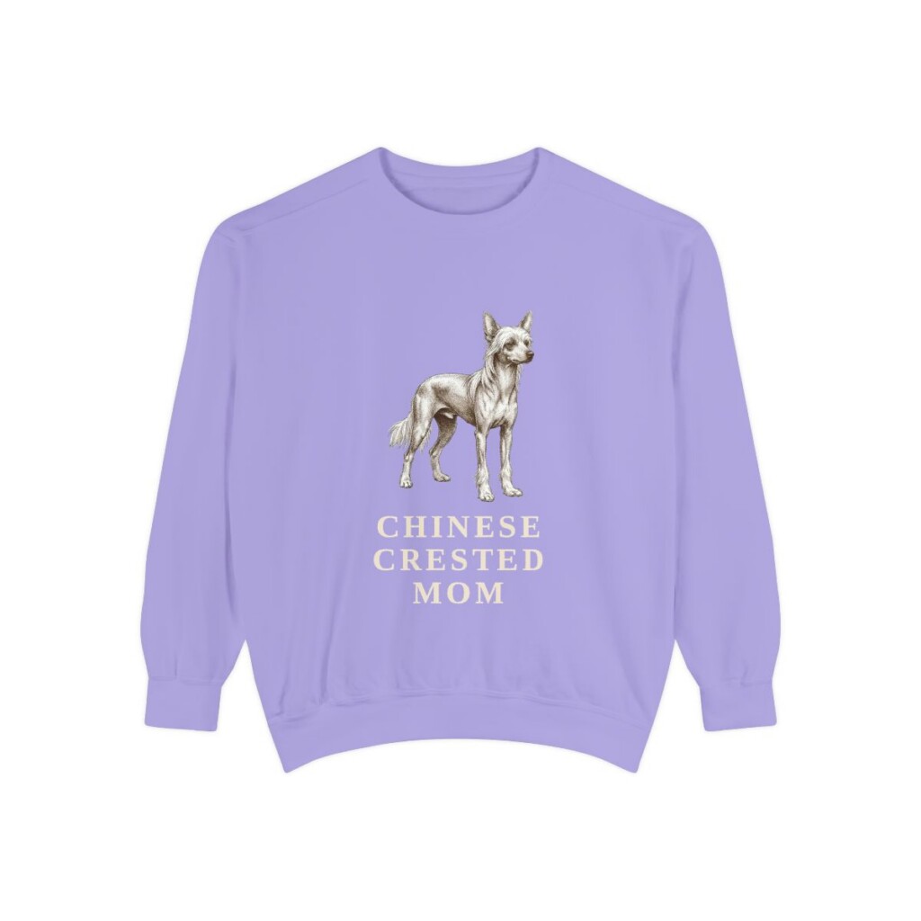 chinese-crested-sweatshirt-mom-violet Chinese Crested Mom Sweatshirt, Violet, front view