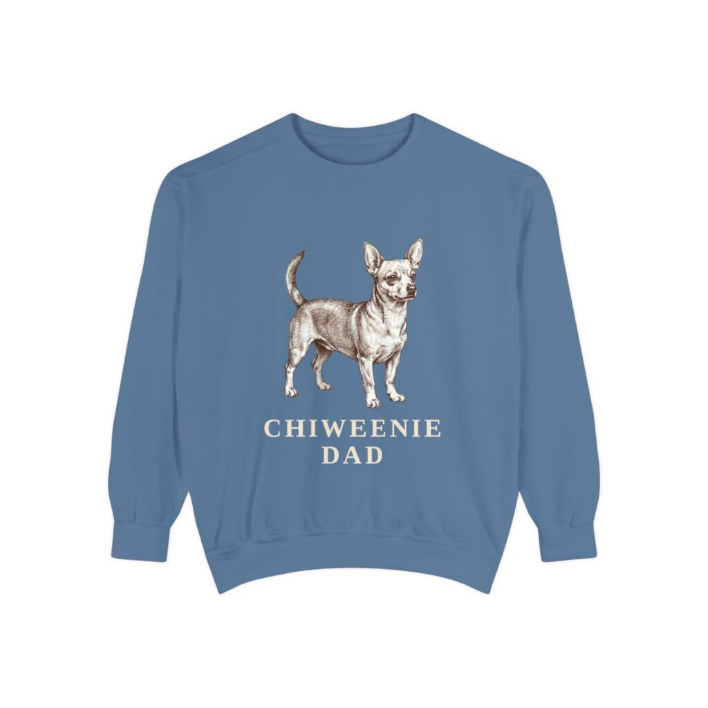 Chiweenie Dad Sweatshirt, Blue Jean, front view