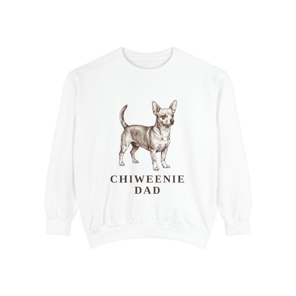 Chiweenie Dad Sweatshirt, White, front view